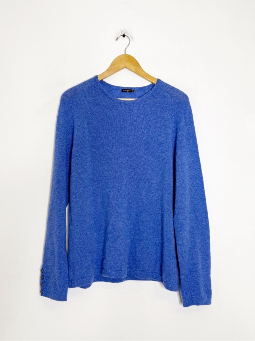 J.McLaughlin 100% Cashmere Blue Crewneck Sweater XL Luxury Knit $298